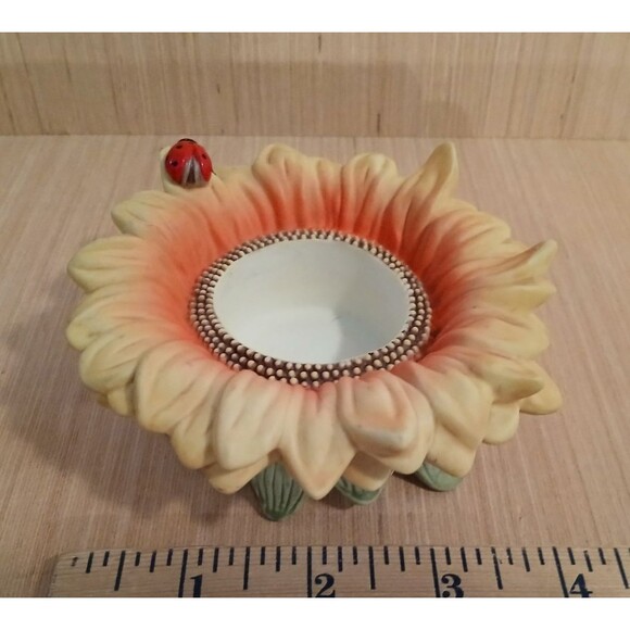 Partylite Sunflower Votive Tealight Candle Holder Ladybug Retired Flower Ceramic - Picture 13 of 16